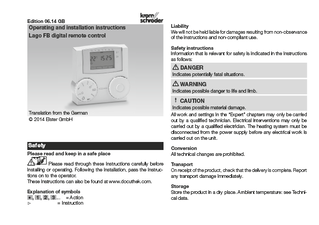 DRCBROOMTHEAA_Lago FB CAN_EN 2.631-01 0614_Installation and operation manual_English download
